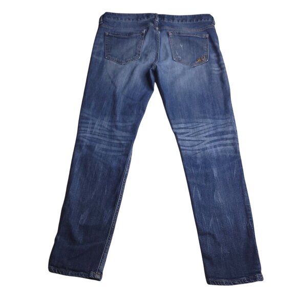 Express Womens Modern Boyfriend Jeans 2 Medium Wash Low Rise Distressed Stretch - Picture 4 of 8